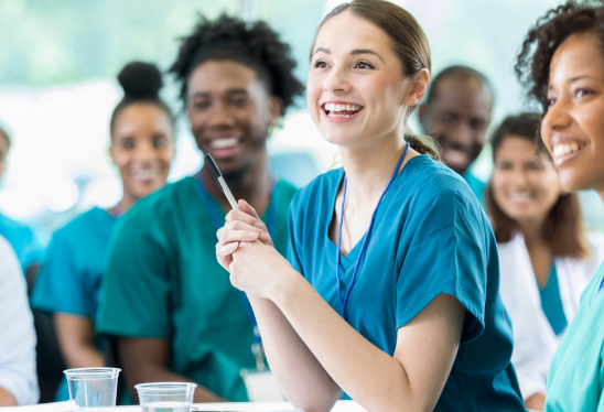 Image of nurses in a training session.